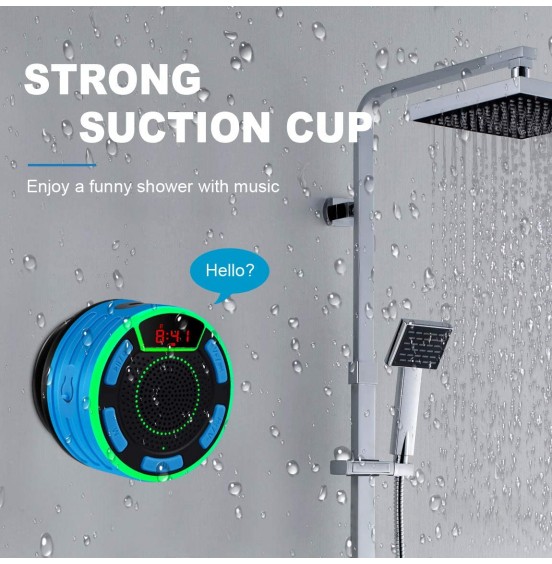 IPX7 Waterproof Speaker, BassPal Bluetooth Portable Wireless Shower Speakers with LED Display, FM Radio, Suction Cup, Light Show, TWS, Loud Stereo Sound for Pool Beach Home Party Travel Outdoors