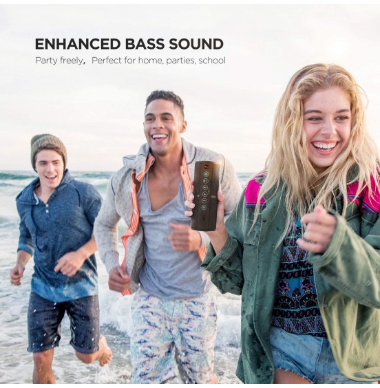 Sbode Bluetooth Speakers Portable Waterproof Outdoor Wireless Speaker Enhanced Bass, Sync Together, Built in Mic, TF Card, Auto Off, FM Radio for Beach, Shower &amp; Home